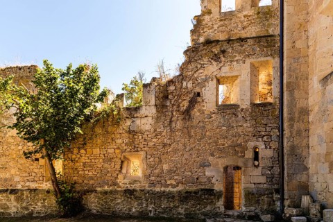 View of the ruins of an ancient abandoned monastery in Santa Maria de Rioseco, Burgos