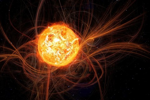 An image of the sun in space