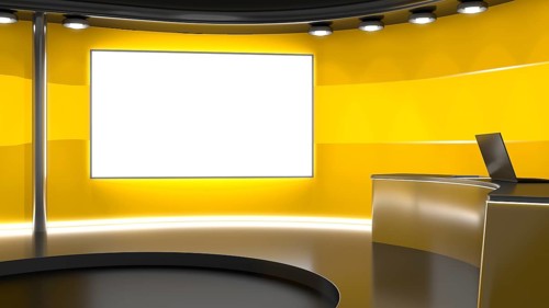 3d rendering of an orange television studio background