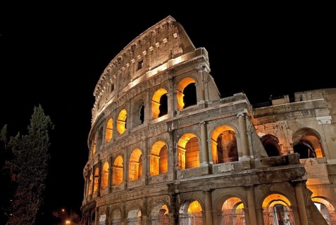 Illuminated Colosseum at night, Rome, Italy Rome, Italy