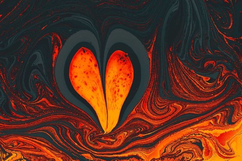 Beautiful abstract art of Ebru marbling painting techniques on water with paints
