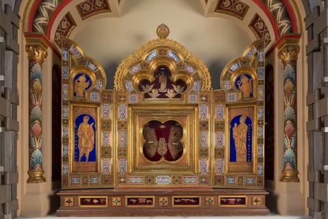 Shrine altar for the sandals of Christ (19th century), open