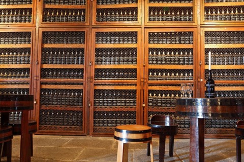 FUNCHAL, MADEIRA - OCTOBER 08, 2011: Museum - repository of expensive vintage wine Madera. Long