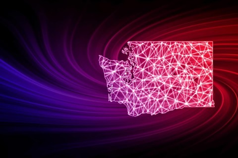 Map of Washington, Polygonal mesh line map, modern map