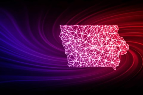 Map of Iowa, Polygonal mesh line map, modern map