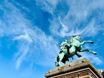 Statue of Bishop Absalon on horseback, in the city center of the Danish capital Copenhagen