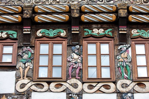 Half-timbered house, Weser Renaissance style, Hoexter, Weser Uplands, North Rhine-Westphalia,