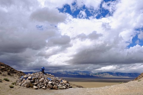 Obo a place of worship for local spirits in West Mongolia