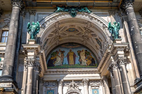 Artistic portal of the Berlin Cathedral, a popular sight in the capital and a historic building.