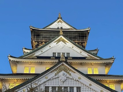 Konohana Ward, Osaka, Japan. Dec 24, 2023. A Close up to the Osaka Castle at night