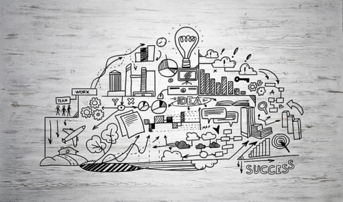 Effective business planning concept on wooden surface background