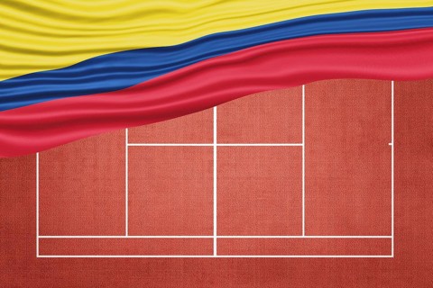 Colombia Flag on Clay Tennis Court, Sports Symbol