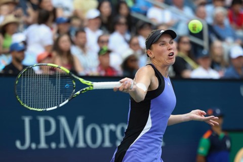 Tennis player Tennis player Caroline Wozniacki of Denmark in action at the US Open 2024