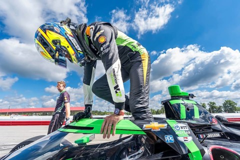 ROMAIN GROSJEAN (77) of Geneva, Switzerland prepares to practice for the Honda Indy 200 at Mid-Ohio