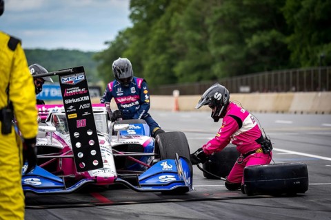 Felix Rosenqvist (60) of Varnamo, Sweden comes down pit road for service during the XPEL Grand Prix