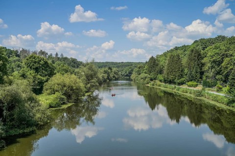 River Lahn, Lahn valley near Aumenau, Limburg-Weilburg district, Hesse, Germany