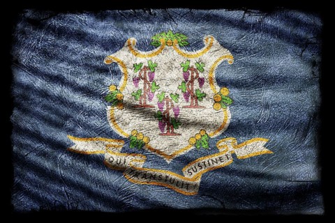 Connecticut Flag, Grunge Texture Background