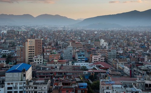 The cityscape of Kathmandu city the capital of Nepal Asia during sunset
