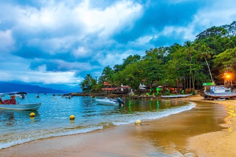 The big tropical island Ilha Grande Abraao beach in Angra dos Reis Rio de Janeiro Brazil