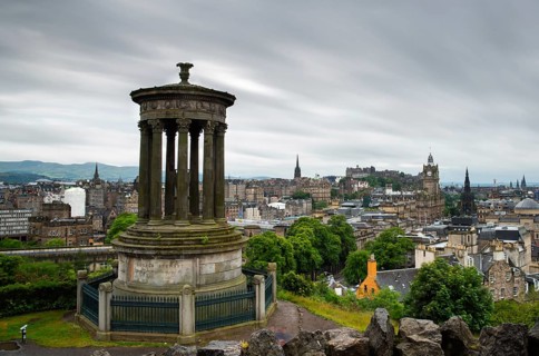 Edinburgh, Scotland, July 9 2019: The skyline of the city of Edinburg the capital of Scotland from