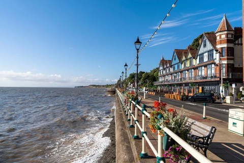Penarth, United Kingdom, 31 August, 2022: view of the esplanade in Penarth on the shores of Cardiff