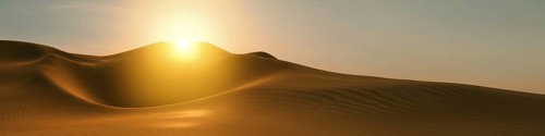 A desert dune sunset wide background banner. 3D illustration