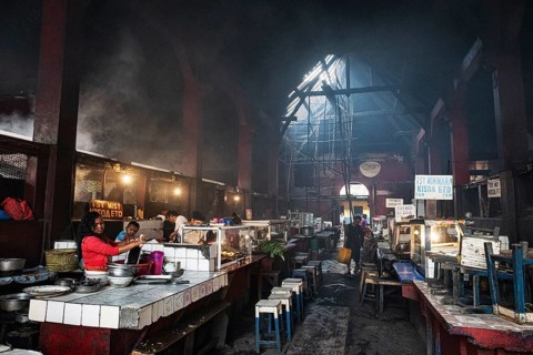 Market hall, food stalls, Analakely Market Antanarivo, Madagascar