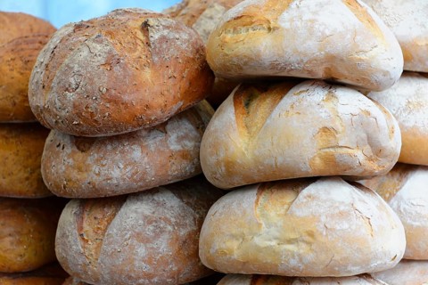 Breads, baked goods, stall, Portobello Road, Portobello Market, Notting Hill, London, Fresh bread