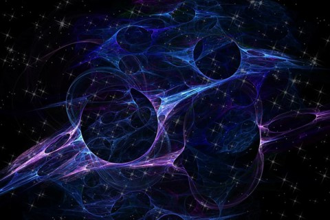 Illustration of the space with stars and blue purple light Daugavpils, Latvia