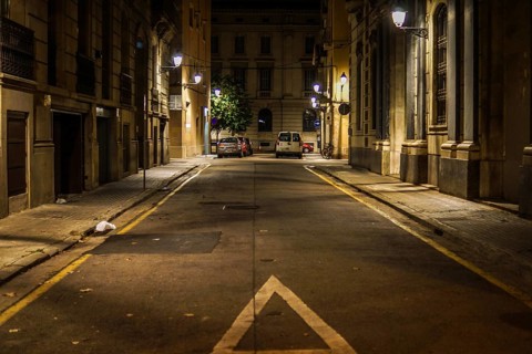 Spain Barcelona skyline (night view). Shooting Location: Spain, Barcelona