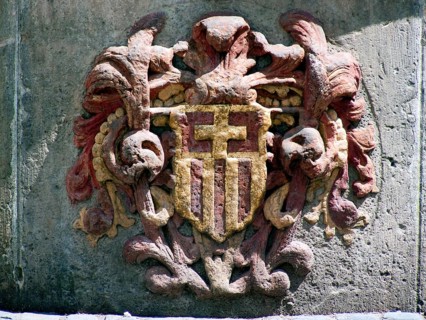 Paderborn coat of arms on the fountain in the town hall square