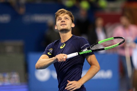 Sofia, Bulgaria - February 11, 2017: David Goffin from Belgium (pictured) plays against Roberto