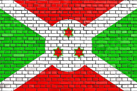 Flag of Burundi painted on brick wall