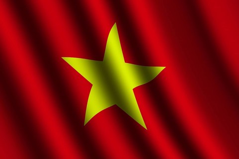 The Vietnamese flag flying in the wind