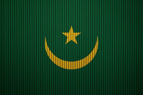 Mauritania Flag painted on the cracked grunge concrete wall
