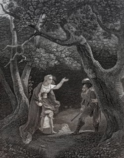 Margarete von Anjou, Königin von Heinrich VI. von Räubern im Wald überfallen Stipple