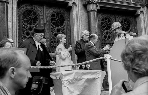 Germany, Berlin, 5 September 1991, Ceremony for the unveiling of the renewed lettering above the