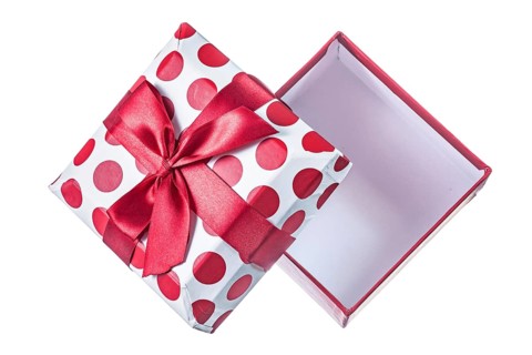 Opened red gift box isolated on white