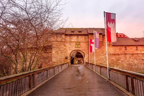 Nuremberg, Germany, December 24, 2016: Frauentor gate was the main gate in the southeast of the