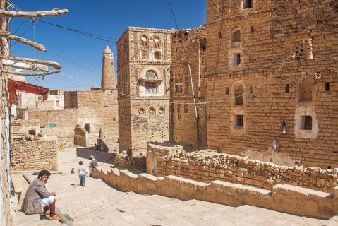 Shibam village street in yemen