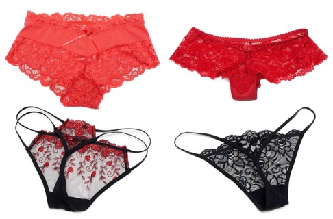 Four feminine panties collage on white background. It Is formed from several pictures