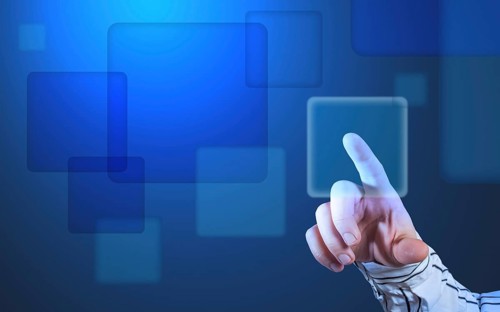 Futuristic touch screen display with streaming image