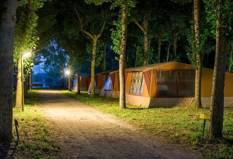 Tents in camping in the night