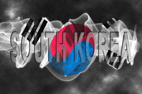 South Korea Flag with Starry Background Smoke Effect