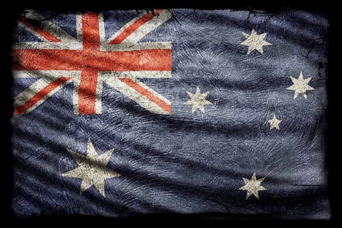 Australia Flag, Grunge Texture Background