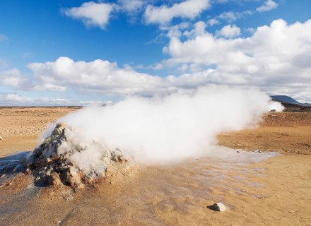 Volcanic desert landscape in iceland near akureyri