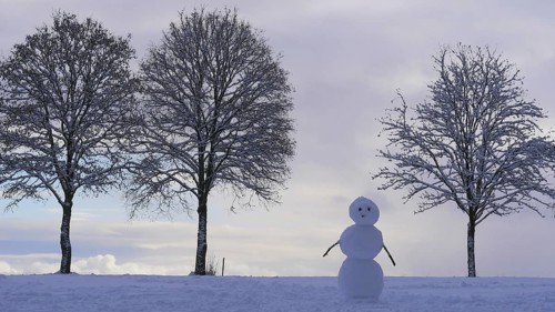 Snowman with trees