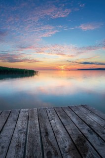 Lake Balaton with beautiful sunset near Keszthely