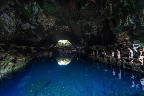 LANZAROTE, CANARY ISLANDS - JULY 22, 2022: Famous tourist attraction - Los Jameos Del Agua and