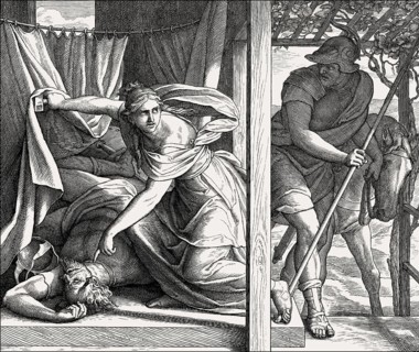 Jael Shows Barak the Body of Sisera, Old Testament, by Julius Schnorr von Carolsfeld, 1860